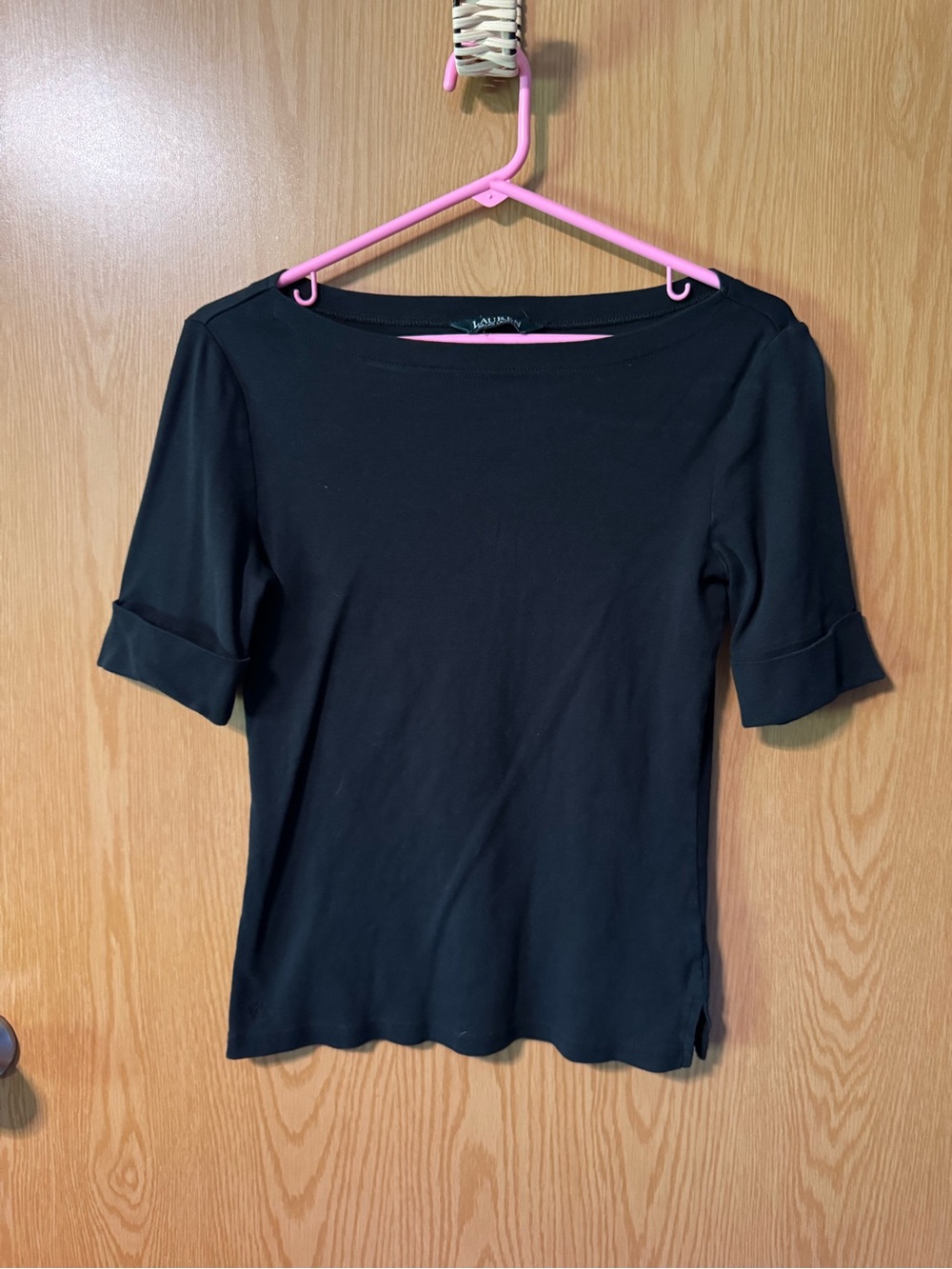 Lauren Ralph Lauren Classic Black Boatneck Women's Top